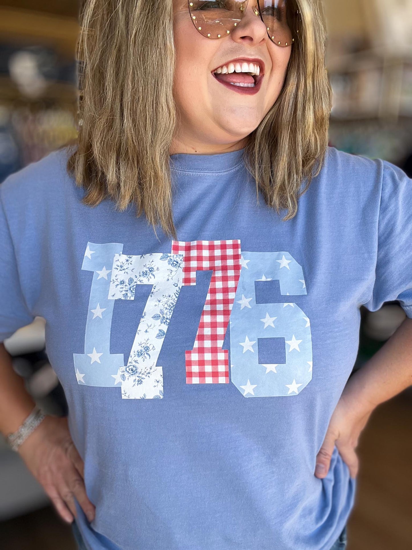 1776 Stars & Gingham Curvy Tee