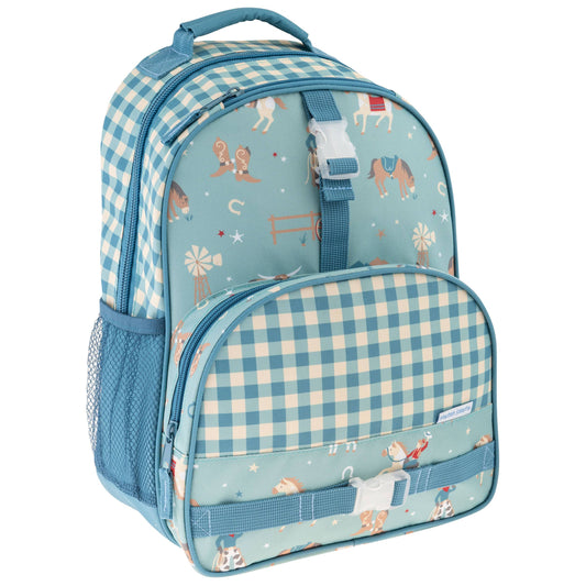 "Little Buckaroo" Blue Gingham Boys' Backpack