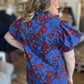 Midnight Moonflowers Curvy Blue Floral Top - FINAL SALE