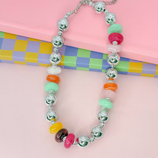 Gem Pop Silver Necklace