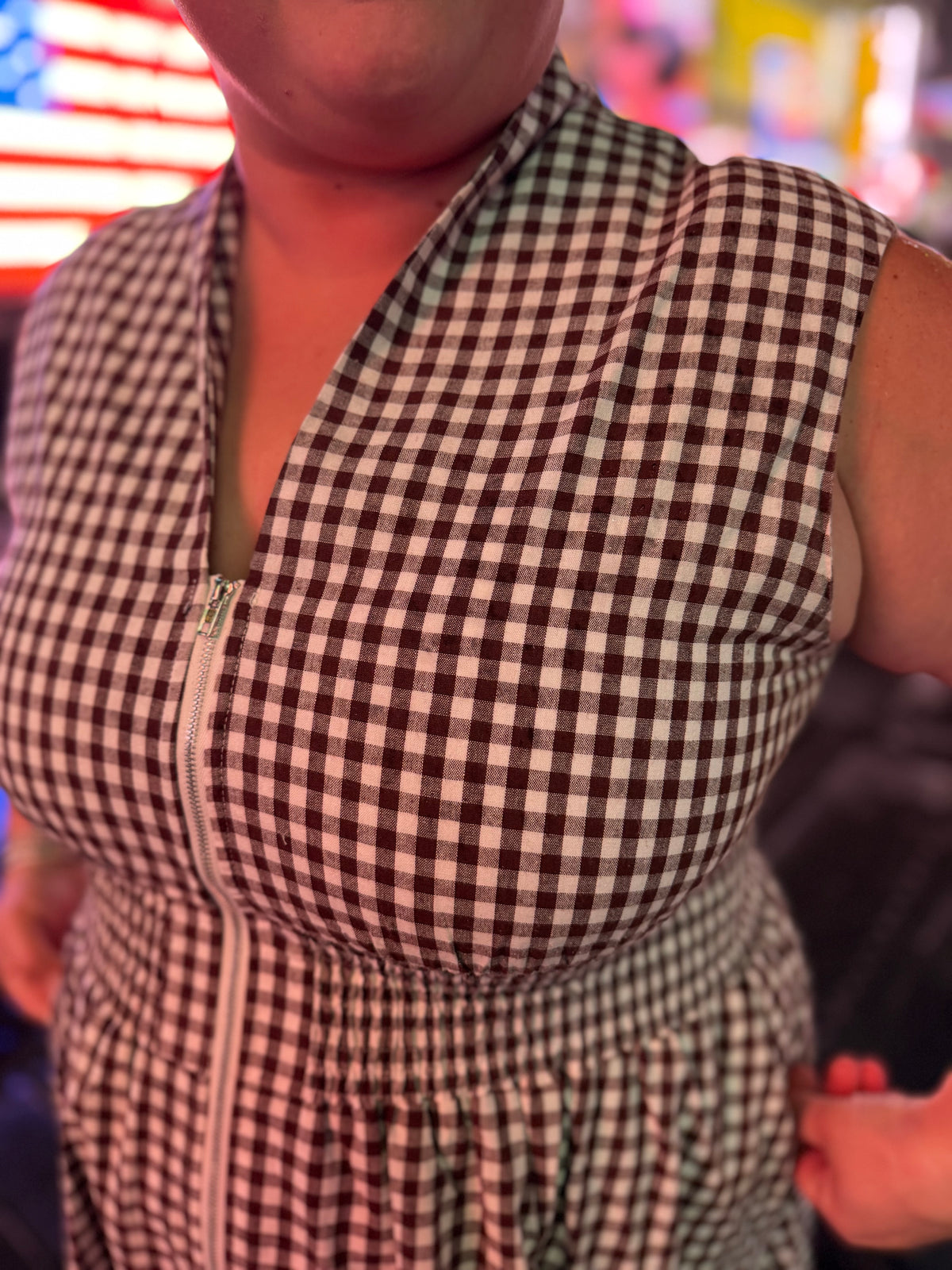 Juliet Check Curvy Brown Gingham Midi Dress