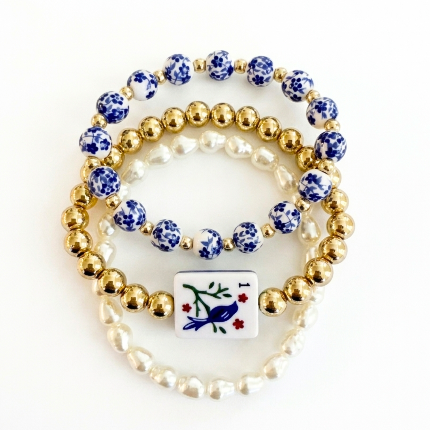 Bird Bam Mahjong Stretch Bracelet Set