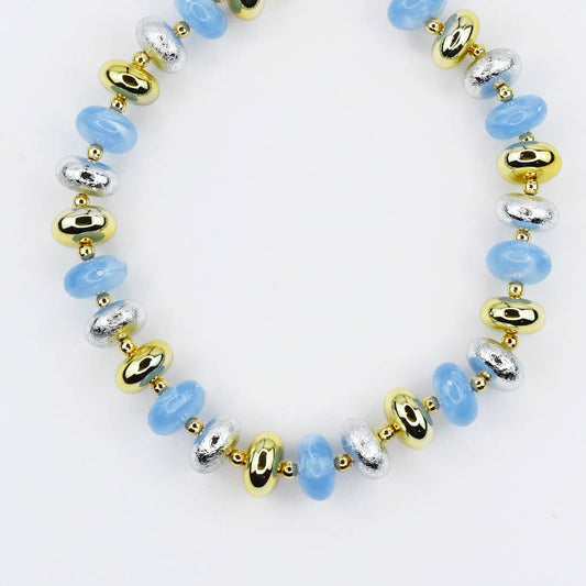 Frosted Sky Mixed Metal Beaded Necklace