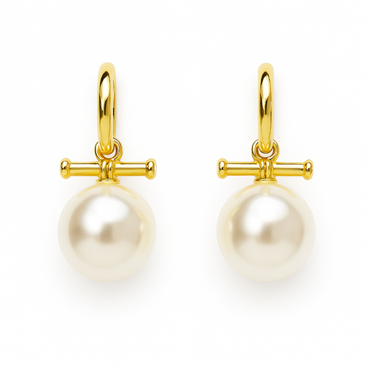 Toggle Bar Pearl Earrings- Modern Classic Style