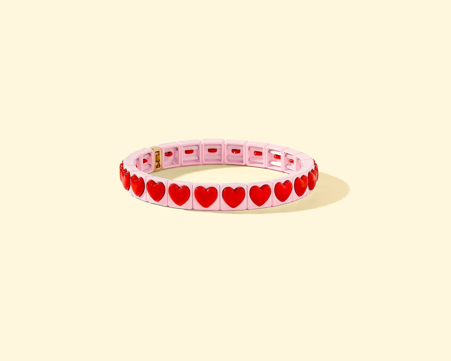 Pearl Hearts Enamel Stretch Bracelet