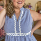 "Coastal Cutie" Blue and White Stripe Ric Rac Dress