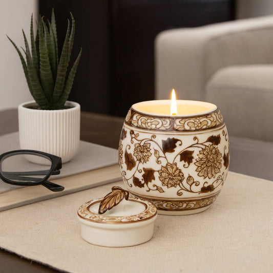 Peony Wax Brown Chinoiserie Candle