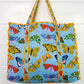 Blue Butterfly Print Large Quilted Tote Bag