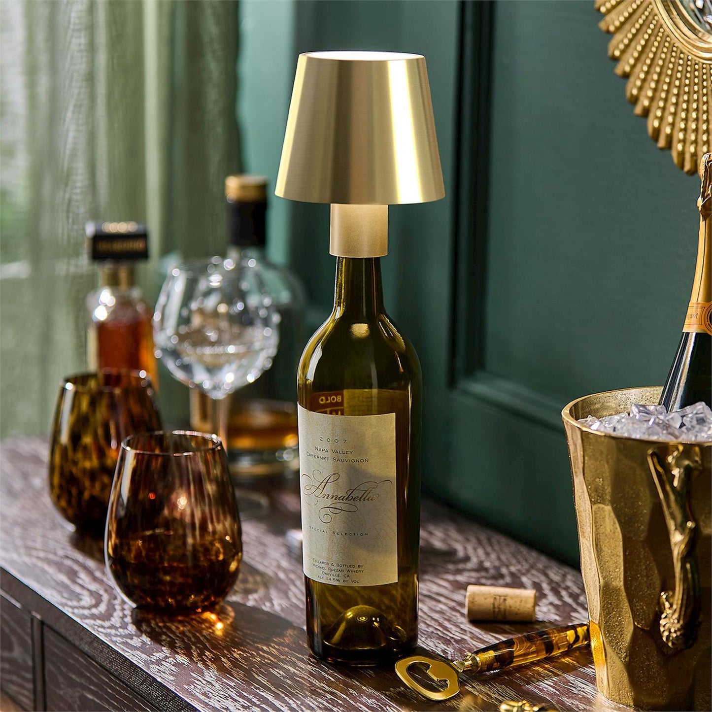 LED Portable Cordless Gold Bottle Lampshade