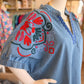 Land of Lovely Curvy Denim Embroidery Top
