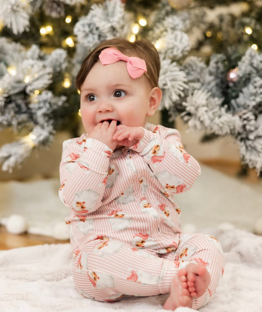 Mommy & Me Vintage Santa Pink Pajamas