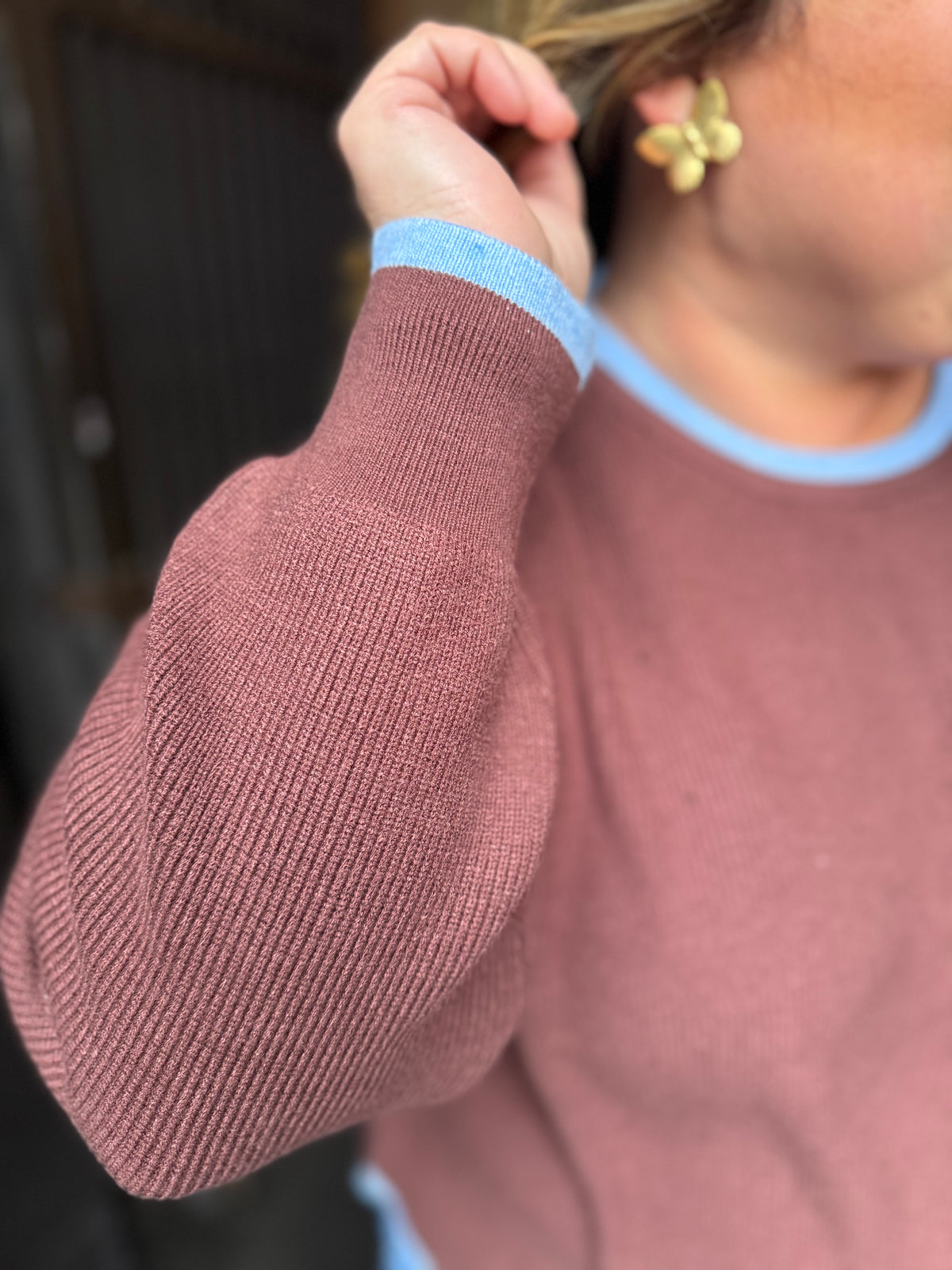 Sunsets in Spain Curvy Brown Scalloped Sweater
