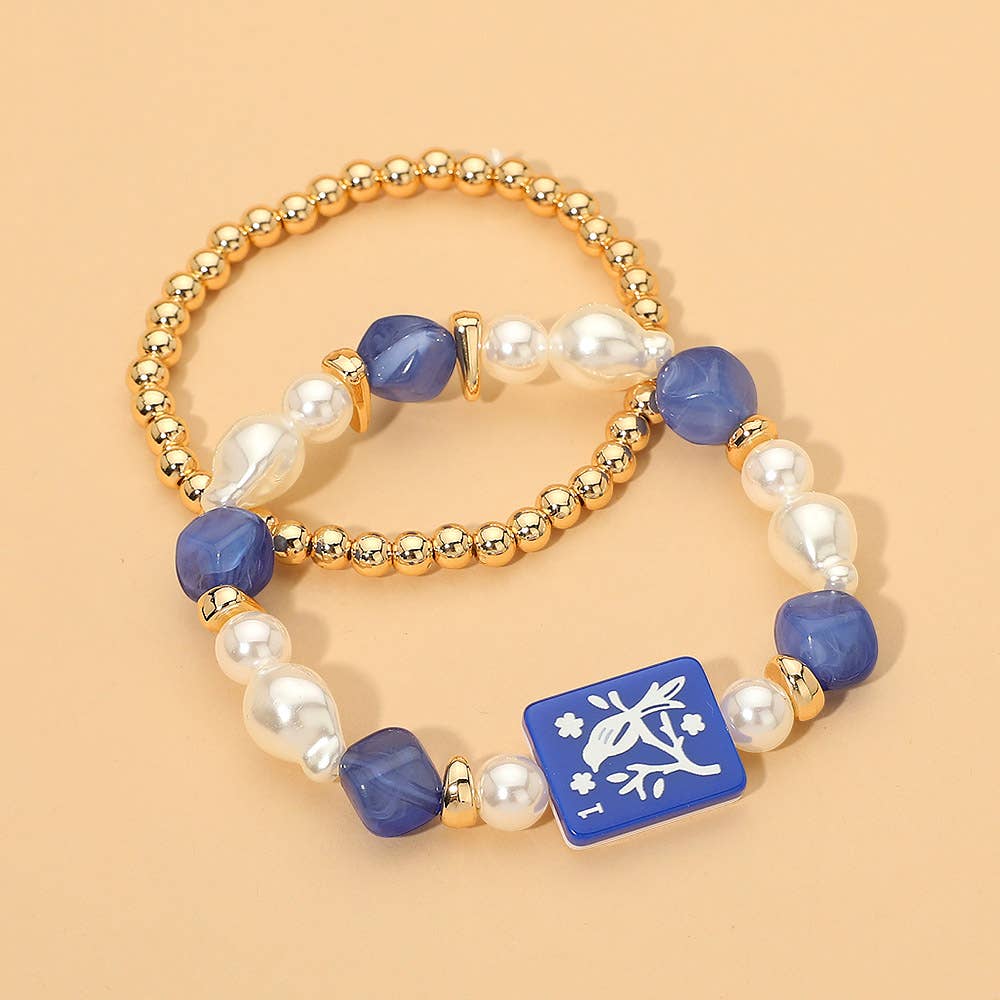 Bird Bam Mahjong Layered Stretch Bracelets