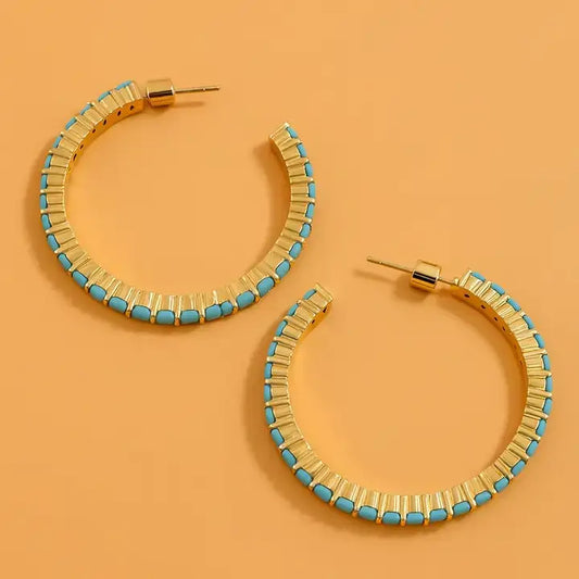 Large Turquoise Hoop Earrings