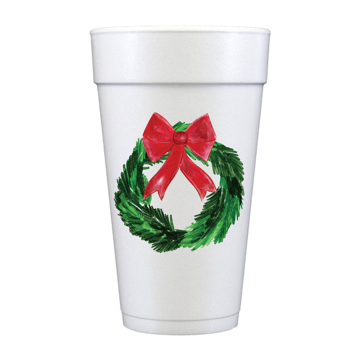 Merry Christmas Wreath Styrofoam Cups