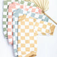 Sugar Coral Pink Oversized Checkered Bubble Romper