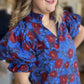 Midnight Moonflowers Curvy Blue Floral Top - FINAL SALE