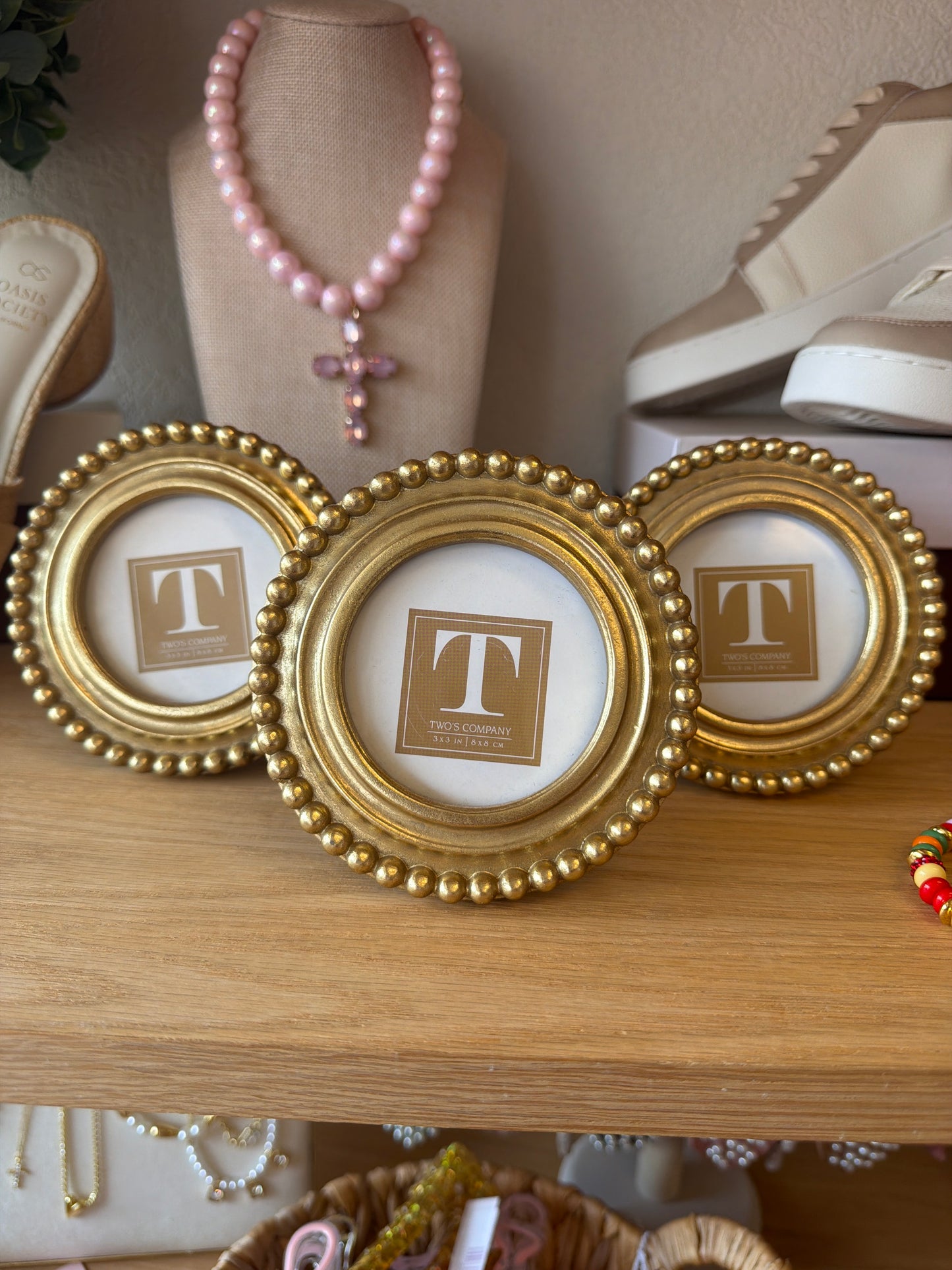 Mini Beaded Gold Picture Frames