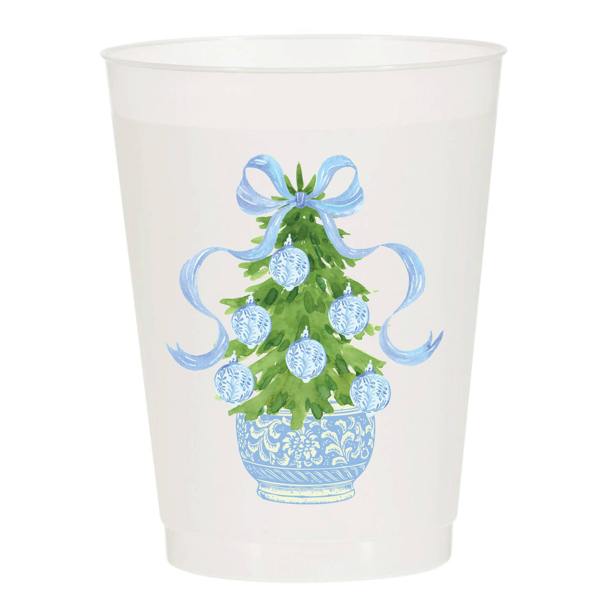 Chinoiserie Christmas Tree Frosted Cups