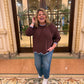 Sunsets in Spain Curvy Brown Scalloped Sweater