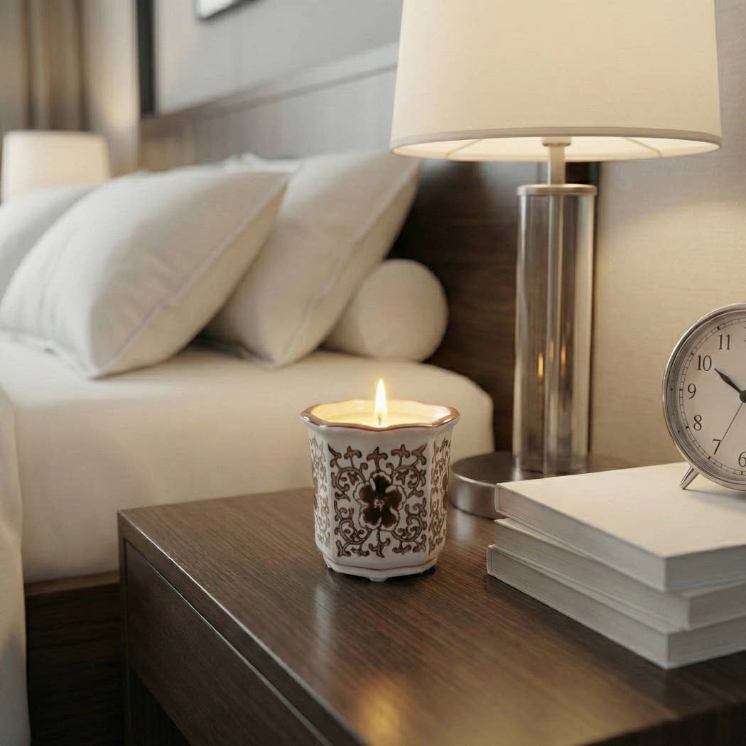 Plumeria Brown Chinoiserie Candle