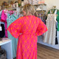 "Meet Me in Mexico" Pink and Orange Leaf Print Maxi Dress