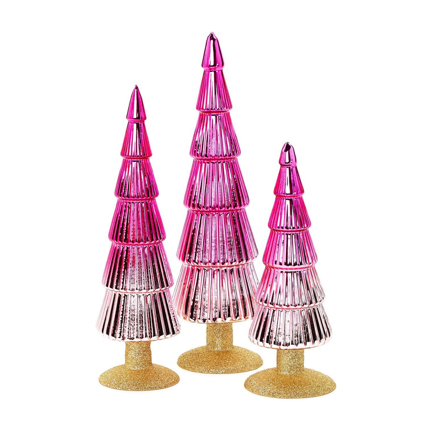Pink Ombré Glass Christmas Trees