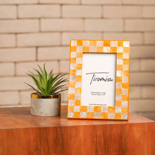Golden Check Resin Picture Frame