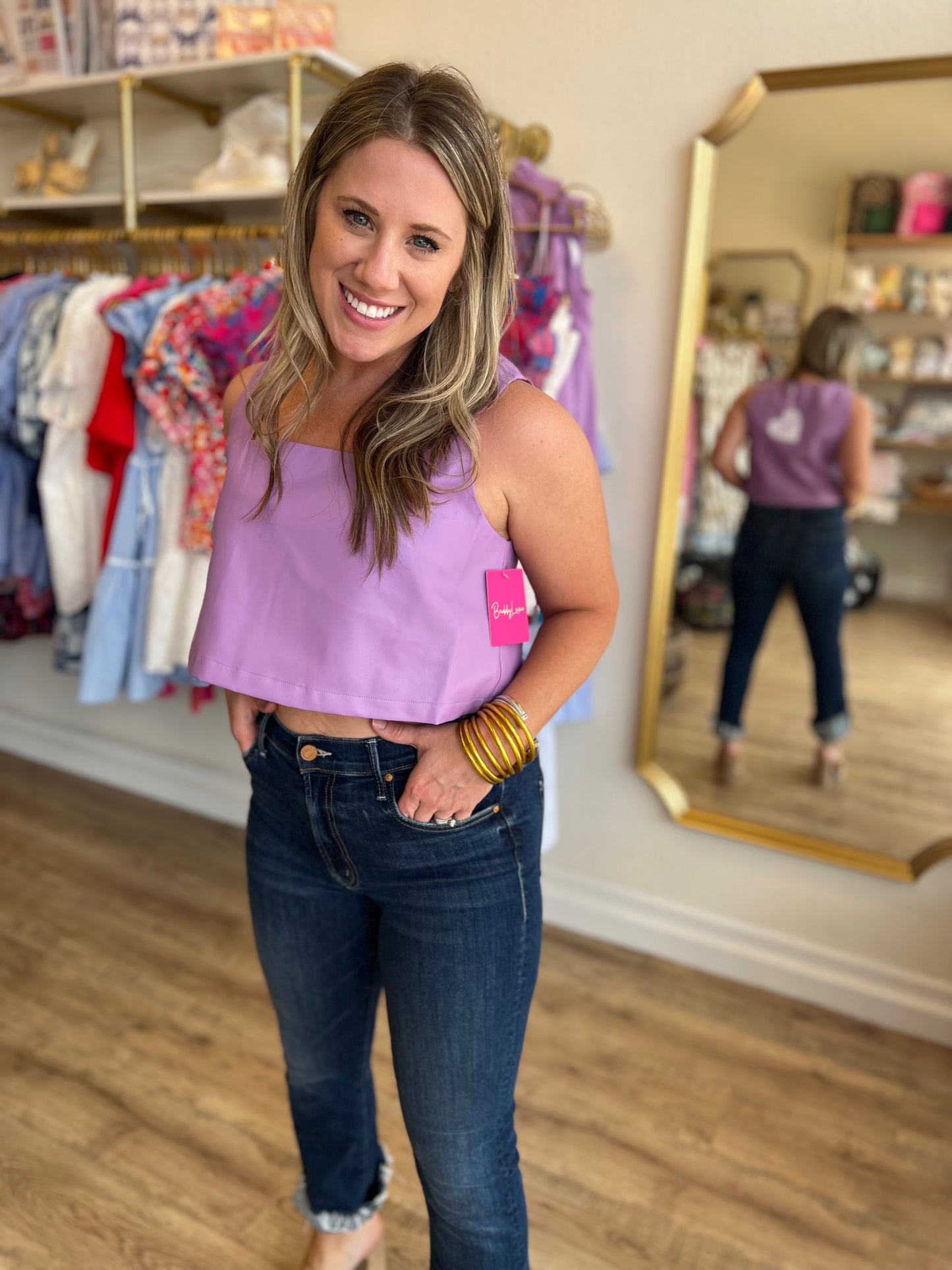 "It's Game Day!" Purple Faux Leather Crop Top