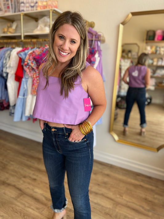 "It's Game Day!" Purple Faux Leather Crop Top
