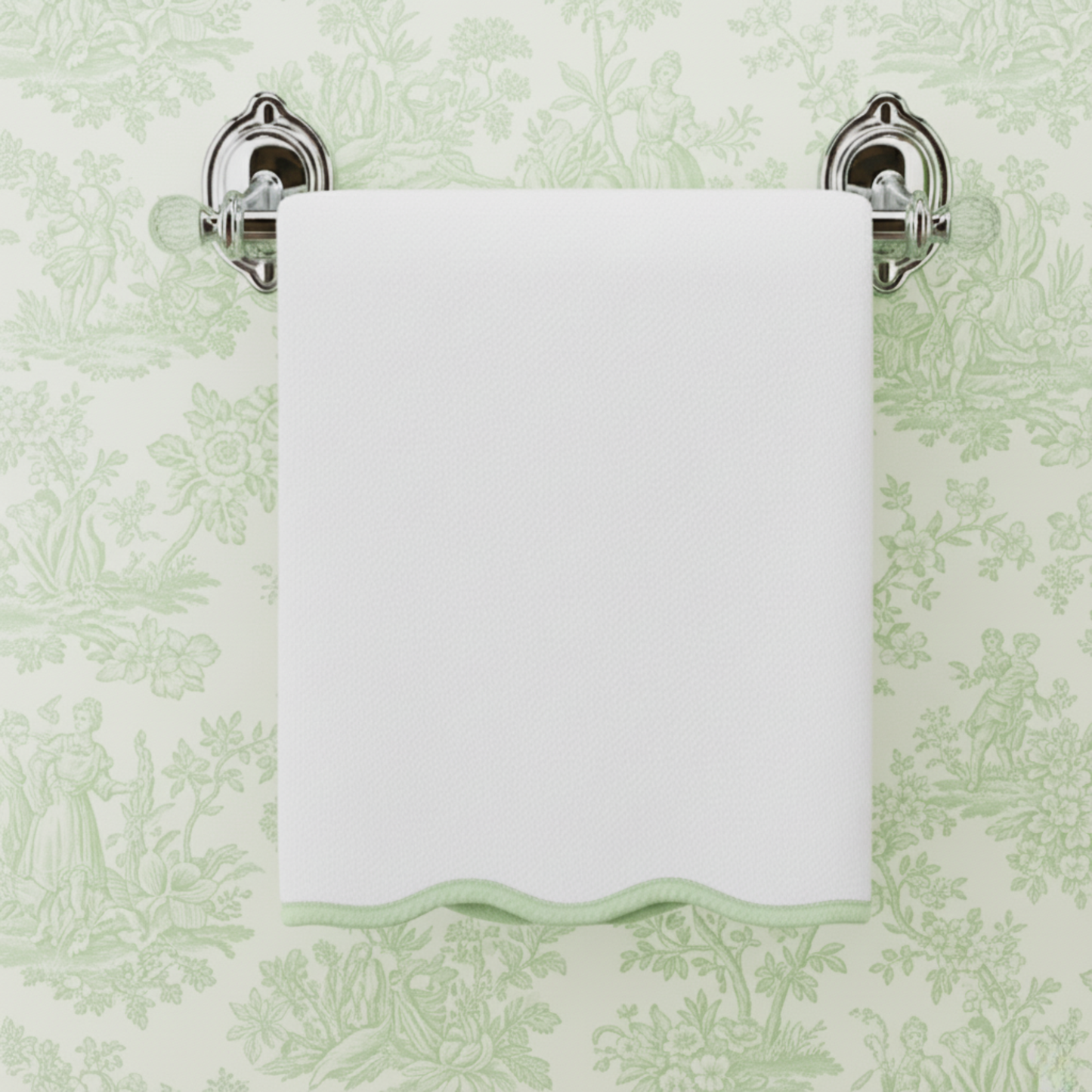 Luxury Cotton Hand Towels with Scallop Piping: Pink Piping / Hand Towel (4 Piece Set)