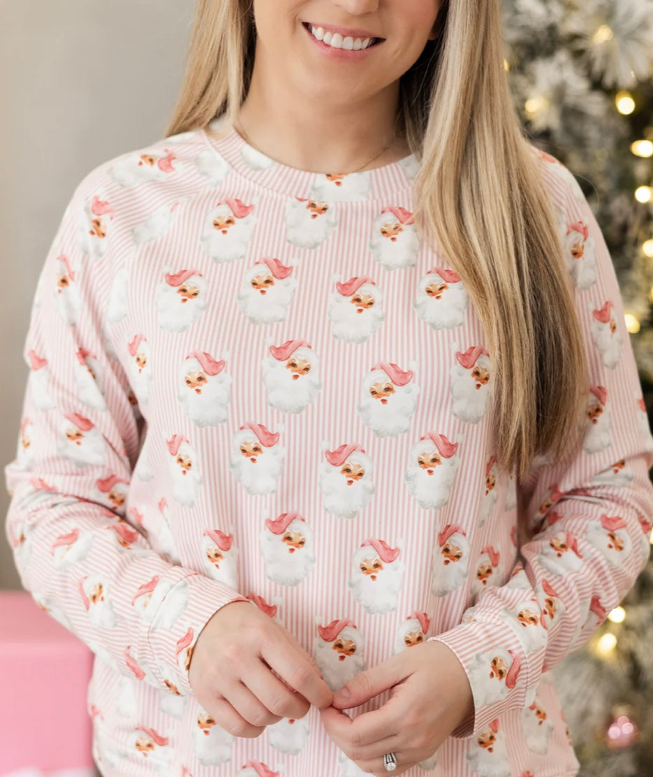 Mommy & Me Vintage Santa Pink Pajamas