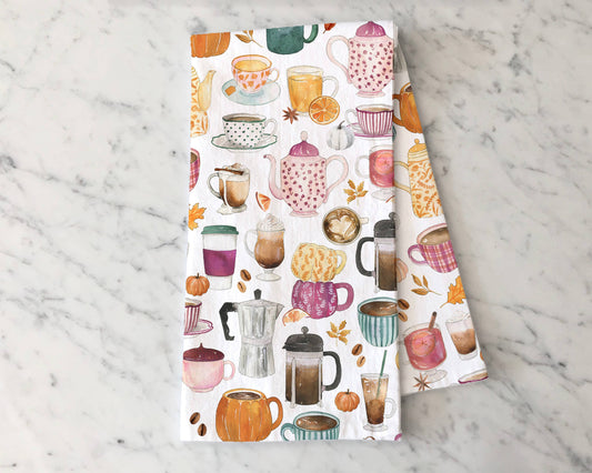 Fall Tea and Coffee Tea Towel