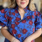 Midnight Moonflowers Curvy Blue Floral Top - FINAL SALE
