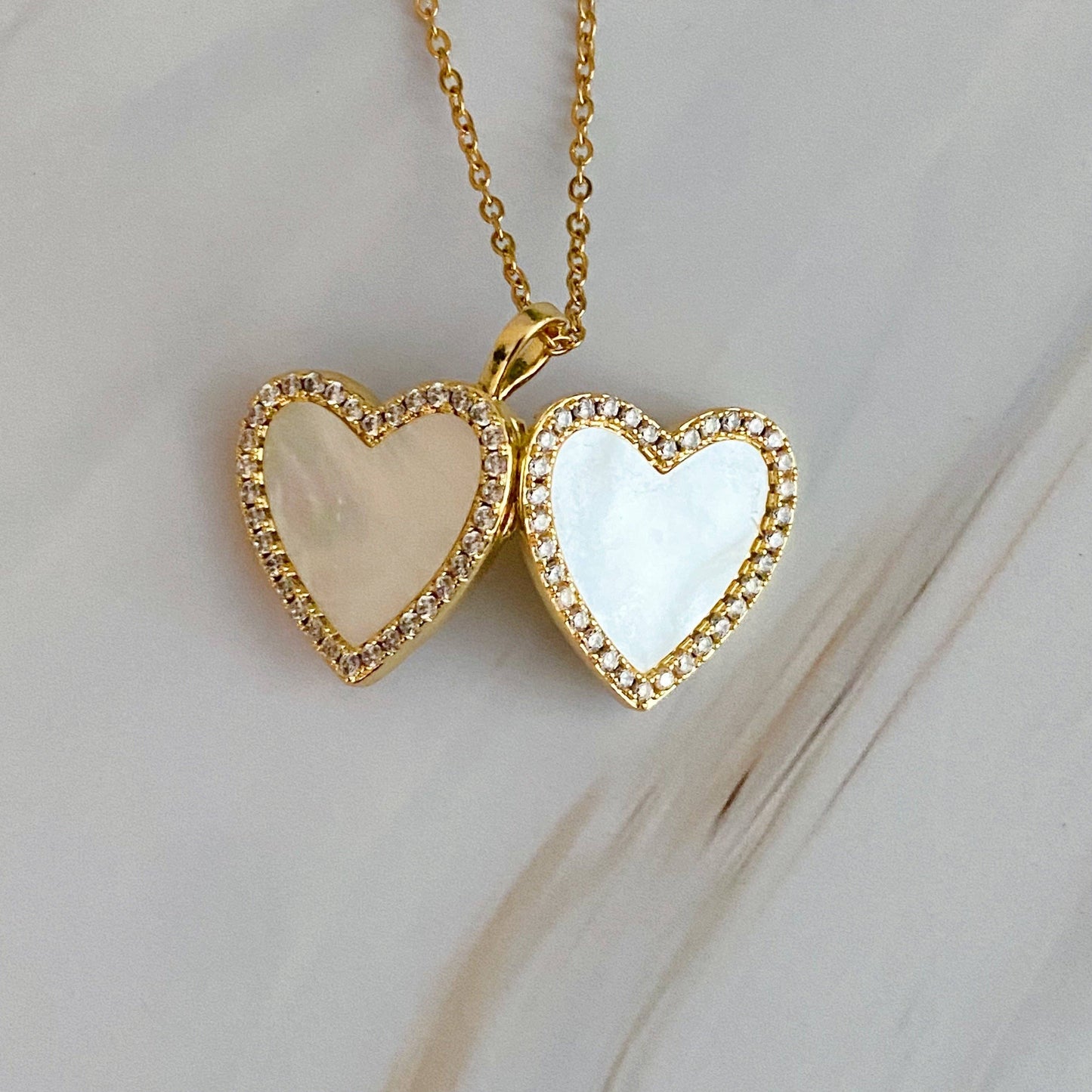 Shell Heart Locket Necklace