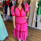 "Star of the Show" Red and Pink Ric Rac Midi Dress