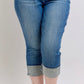 Plus-Size Judy Blue High Waist Tummy Control Cuff Capri Jeans