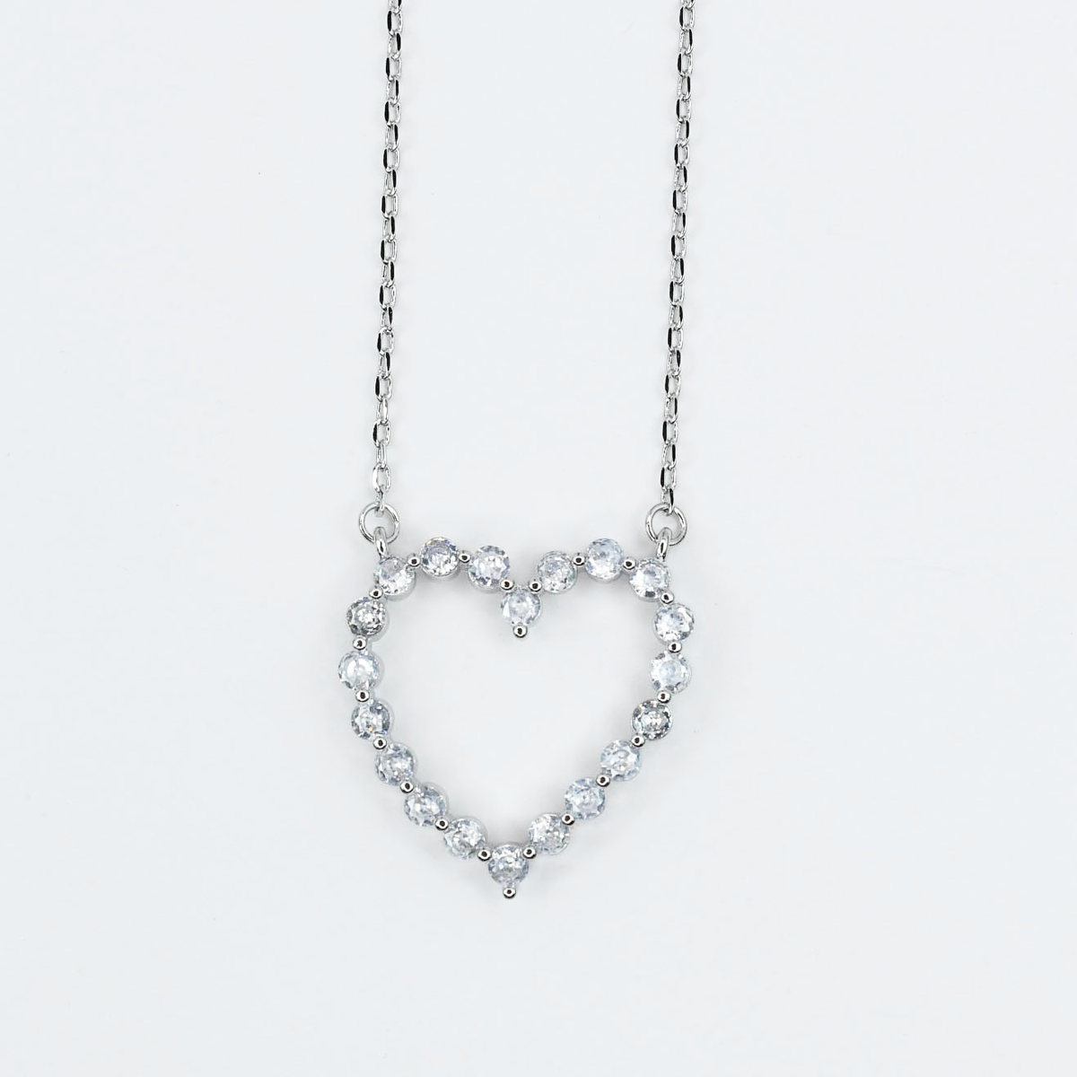 Silver Sparkle Heart Necklace