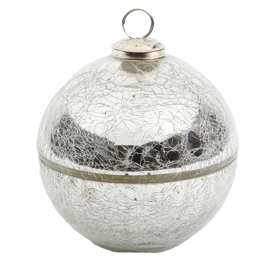 "Noel" Silver Glass Ornament Candle