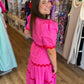 "Star of the Show" Red and Pink Ric Rac Midi Dress