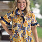 A Drop of Golden Sun Curvy Ruffle Trim Floral Shirt
