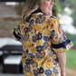 A Drop of Golden Sun Curvy Ruffle Trim Floral Shirt