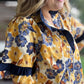 A Drop of Golden Sun Curvy Ruffle Trim Floral Shirt