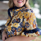 A Drop of Golden Sun Curvy Ruffle Trim Floral Shirt