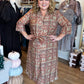 A Little More Dandelion Curvy Rust Abstract Midi Dress