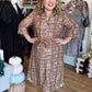 A Little More Dandelion Curvy Rust Abstract Midi Dress