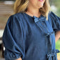 A Moment of Truth Plus-Size Denim Tie Front Top