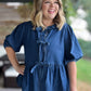 A Moment of Truth Plus-Size Denim Tie Front Top