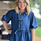 A Moment of Truth Plus-Size Denim Tie Front Top
