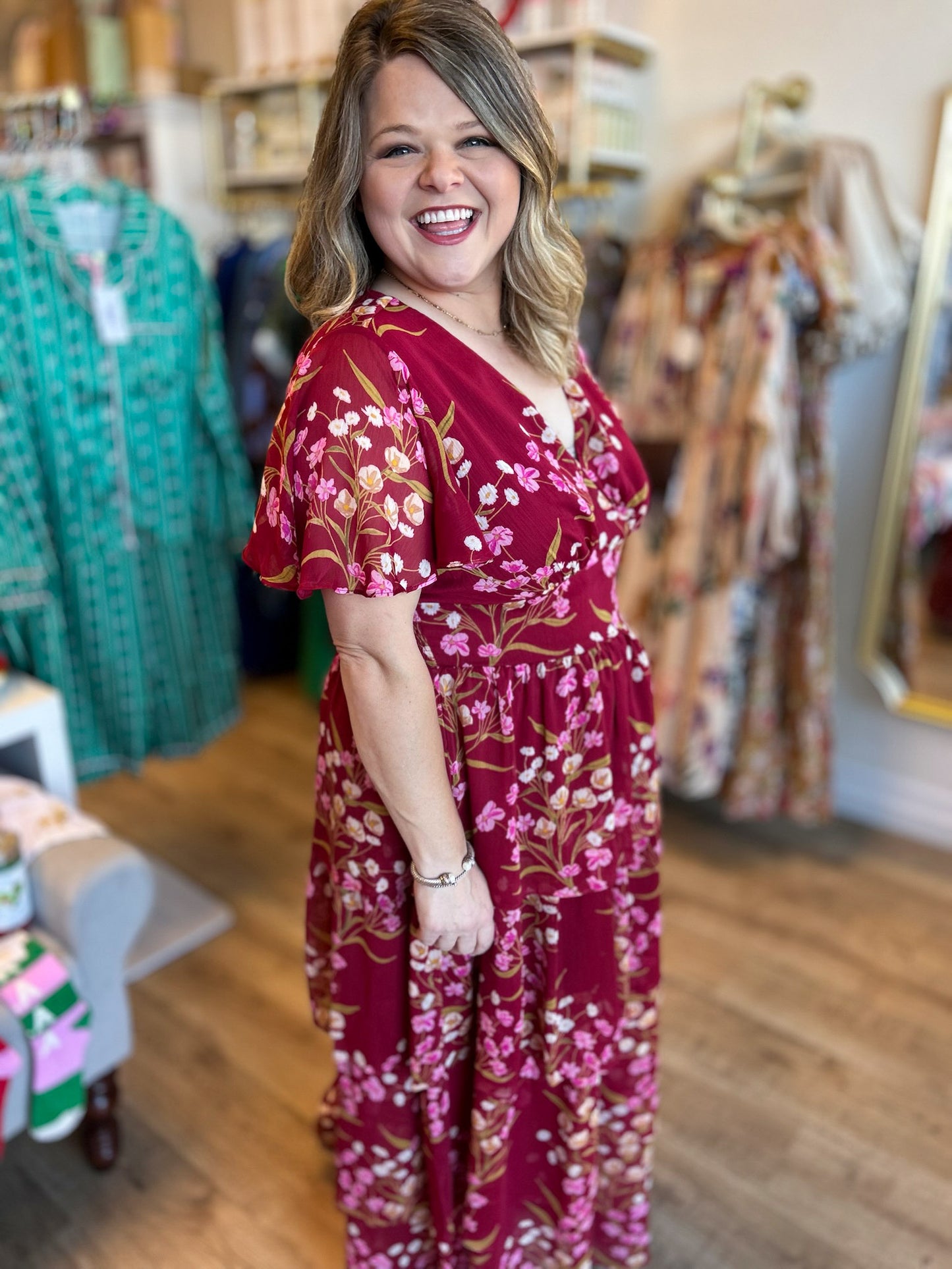 A Winter Romance Plus-Size Tiered Maxi Dress